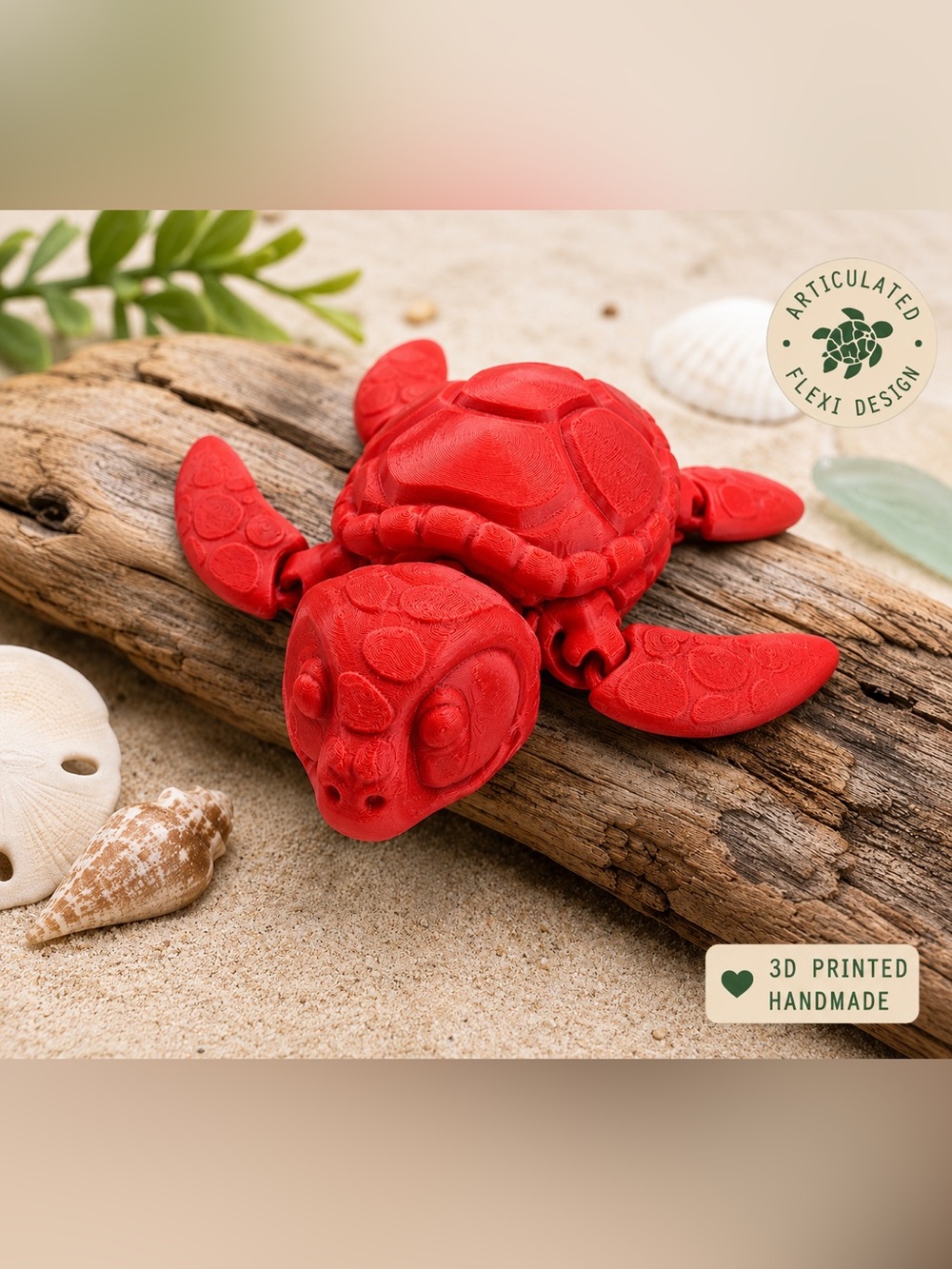Articulated 3D Printed Sea Turtle | Flexi Turtle Desk Pet Ocean Decor Gift